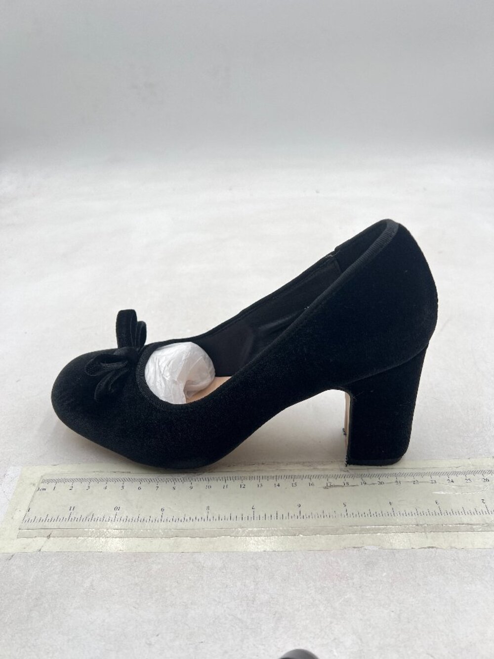 miss left Black Chunky High Heel Slip On Closed Toe Pump Elegant Party Work Shoe